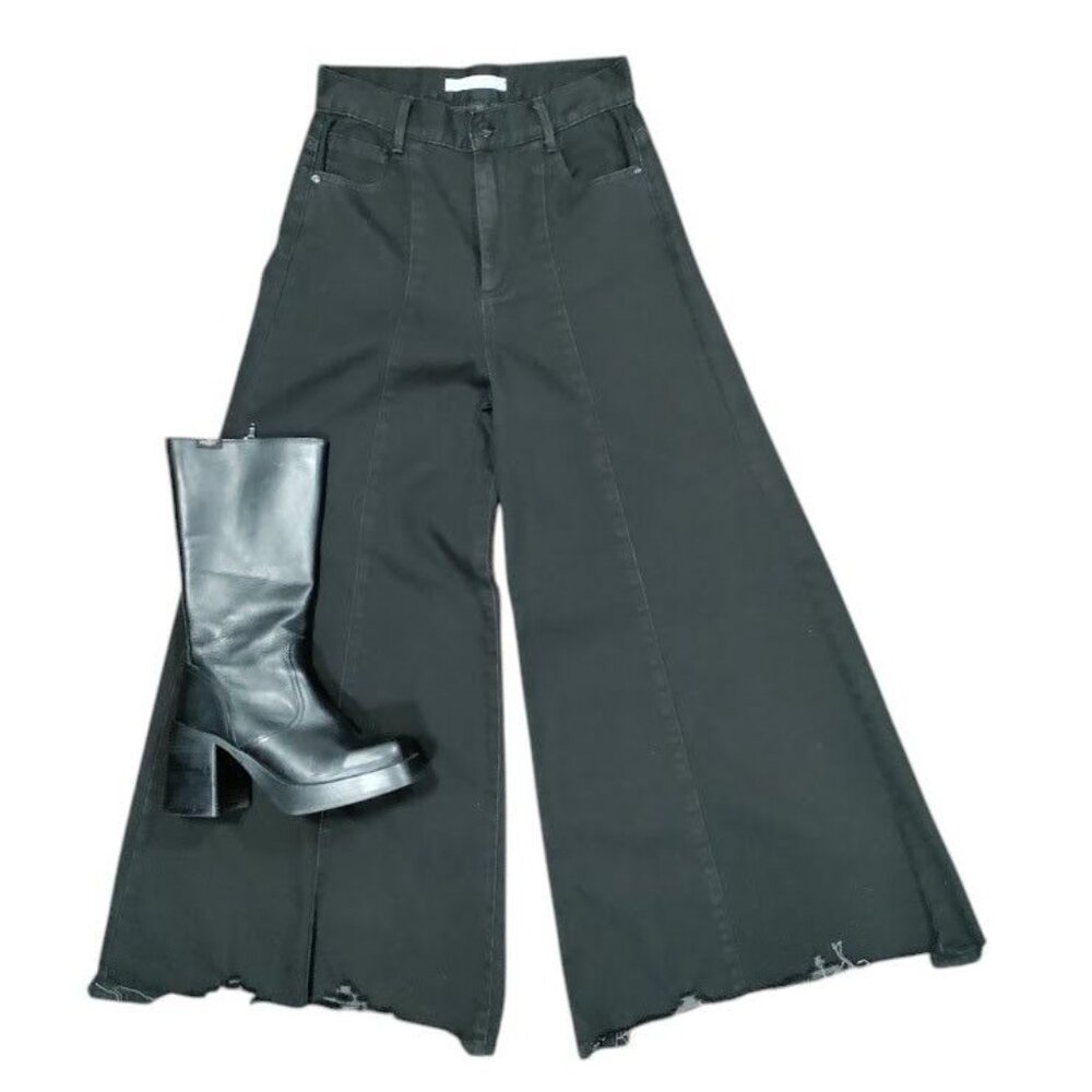 Tractr Grunge Skater 90s Y2k High Waisted Frayed Hem Denim Flare Jeans Girls' 24 - Picture 2 of 13
